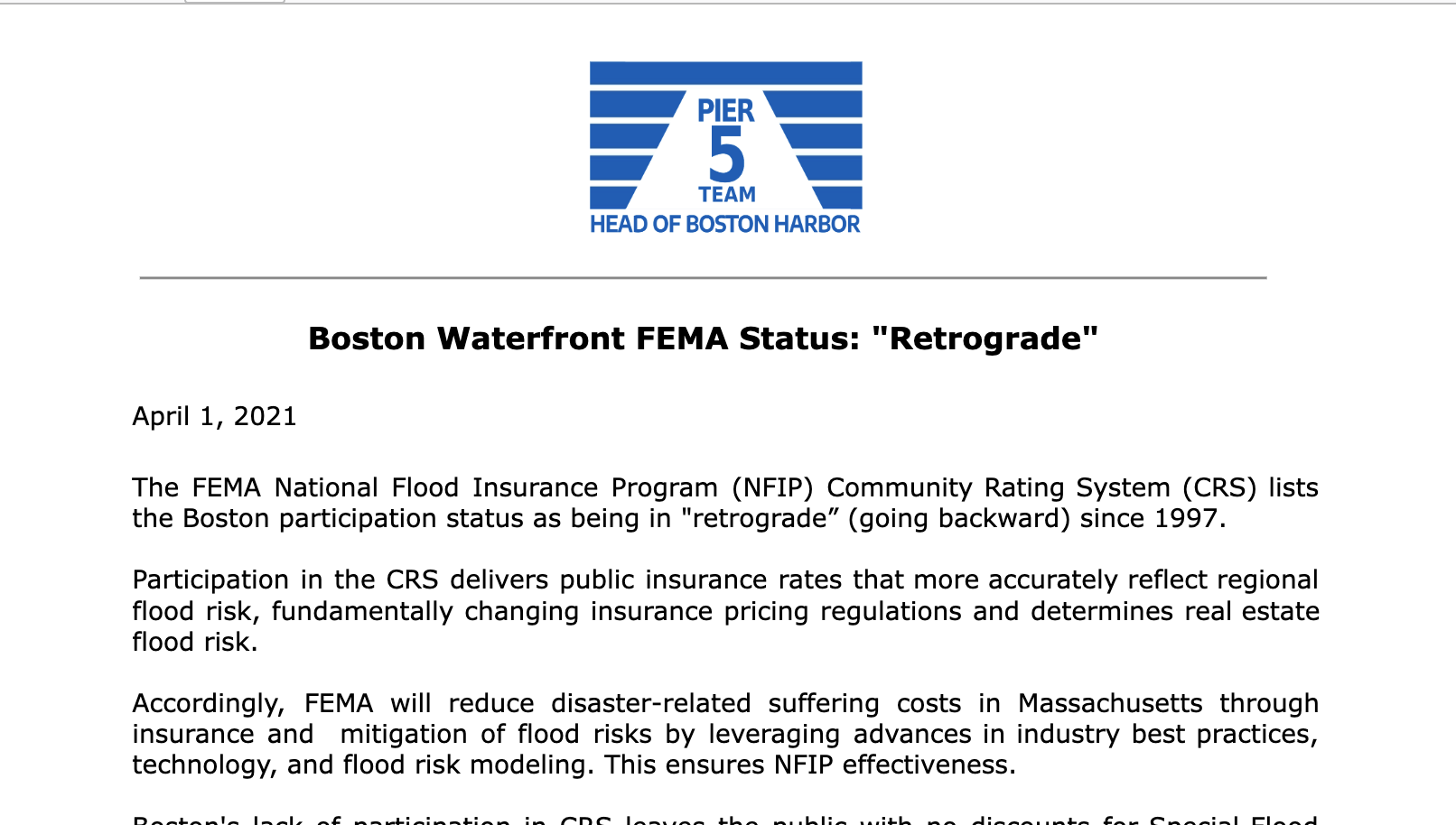 Boston FEMA National Flood Insurance Program. Boston in Retrograde